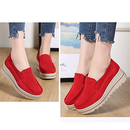 Image of YING LAN Women Slip On Loafers Comfort Suede Moccasins Wide Low Top Shoes