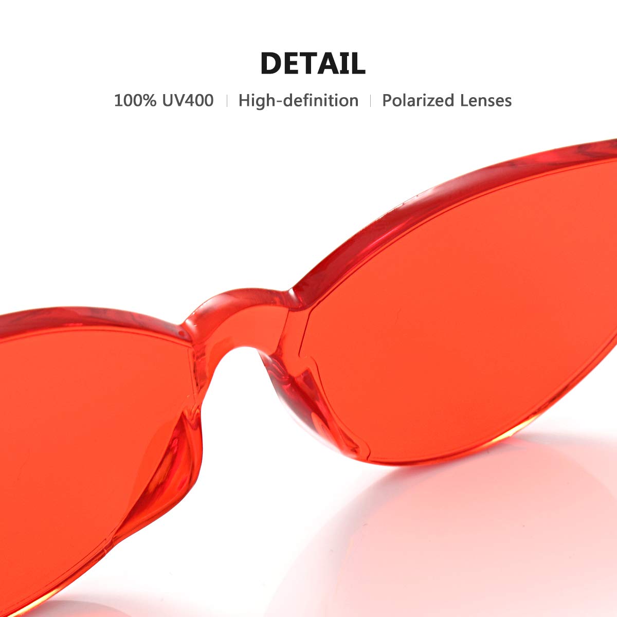 Katzenaugen-Sonnenbrille, randlos, übergroß, einteilig, farbig, transparent, Retro-Brille für Damen und Herren