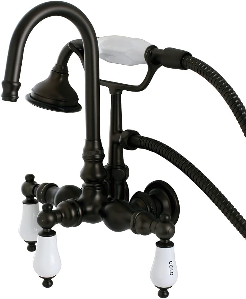 Kingston Brass AE9T8 Aqua Vintage Wall Mount Clawfoot Tub Faucet, Brushed Nickel