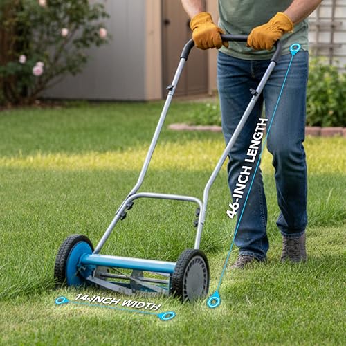 Image of American Lawn Mower 2205-14 14-Inch 5-Blade Reel Lawn Mower, U-Handle