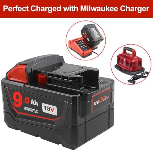 2 Pack m18 9ah 18V Replacement for Milwaukee Battery Compatible with Milwaukee XC Cordless Power Tools Batteries (not Made in Milwaukee - 2