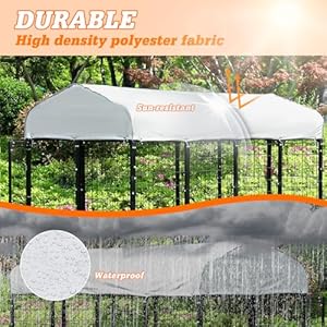 8x4x6 Ft Large Dog Kennel Playpen Outdoor – Heavy Duty Welded Wire Steel Dog Run Enclosure Cage with UV-Resistant Roof and Secure Lock for Chicken, Rabbit, Fox in Yard – Outside Pet House