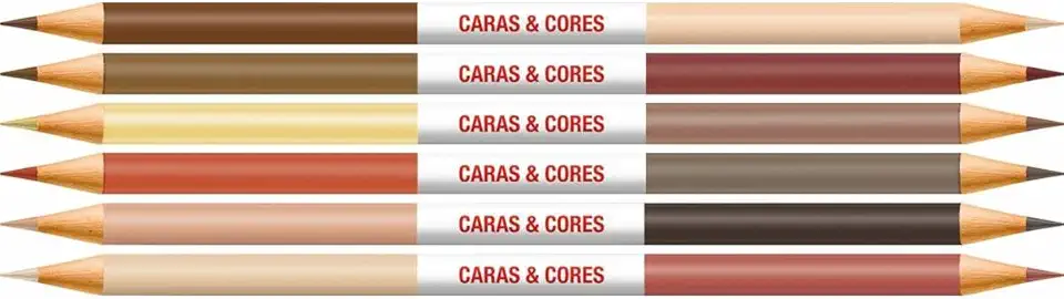 Lápis De Cor, Faber-Castell, Redondo, Caras E Cores, Bicolor, 12 Cores, Modelo: 120606CC, Cor: Multicor