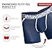 Rounderbum Men’s Anatomic Tech Boxer Brief | Ergonomic Pouch Underwear for Fit & Comfort, V-Shaped Waistband for Glute Definition, Premium Cotton Stretch, Structured Longer Inseam, Navy, Medium