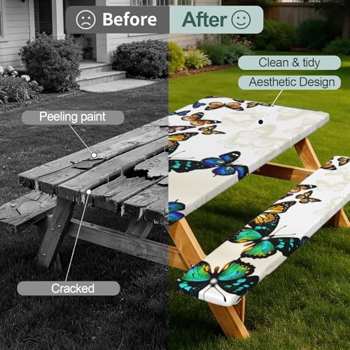 Nappe de table élastique anti-vent pour pique-nique extérieur avec housses de protection - 3