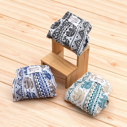 100Salueng Men Knitted Boxer shorts exotic elephant printed, Pack of 3, Blue, Green, Black.2