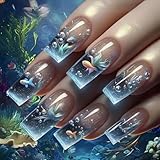 24 piezas de falsificaciones de plástico ABS transparentes para presionar clavos con diseño marino y patrón de delfín en varios tamaños para falsificaciones de ABS perfectas