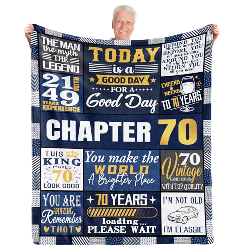 Cadeau d'anniversaire pour homme de 70 ans : couverture en flanelle pleine de tendresse