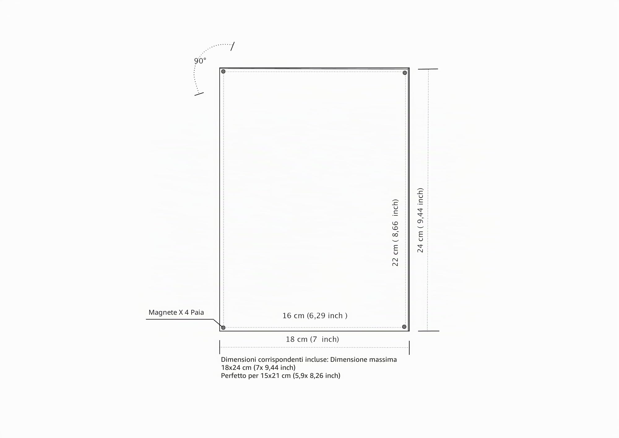 Cornice portafoto in vero plexiglass, cornice trasparente magnetica decorativa, 18 x 24 cm