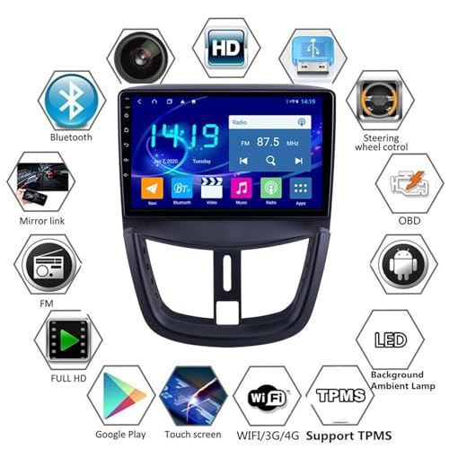 Autoradio Android Double Din avec navigation GPS et support Mirror Link pour Peugeot 207 - 6