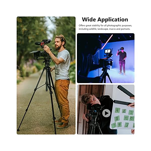 Neewer 66 Zoll Videostativ mit Fluidkopf - Leichtmetall Kamerastativ aus Aluminiumlegierung mit Schwenkkopf für DSLR… – Bild 8