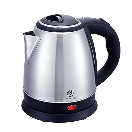 Nutrafeel 1.8L Stainless Steel Electric Kettle with 1 Year Replacement Warranty, Silver | Power Indicator | 1500 Watts | Auto Cut-off | Detachable 360 Degree Connector | Boiler for Water