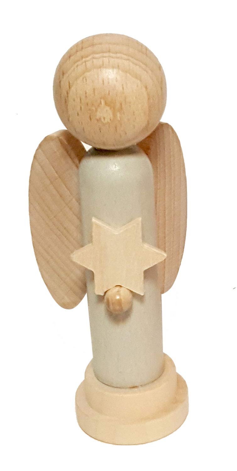 Hess Holzspielzeug Figura Madera con corazón Pintado de Blanco, Aprox, Fabricado en los Montes Metálicos, como Regalo, decoración y para los Amantes de los ángeles, ca. 12 cm