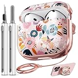 Picture of Inesore with Safety Lock for AirPods 4 Case Cover 2024,Floral Cute AirPod 4th Generation Case for Women Girly with Cleaner Kit and Keychain- Pink Berry Flower