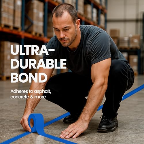 Image of DuraMark EC700 Floor Marking Tape for Concrete and Pavement | Industrial Marking Tape for Warehouses | Long-Lasting | High Durability, Blue, 4 Inches by 36 Feet
