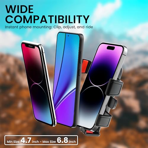 Image of WeCool Bike Mobile Holder - Mirror Fit Mobile Holder for scooty /Scooter /Bike /Motorcycle-with One Click Button Controlled Phone Mount Ideal for Maps and GPS Navigation with Auto Locking,Firm Grip