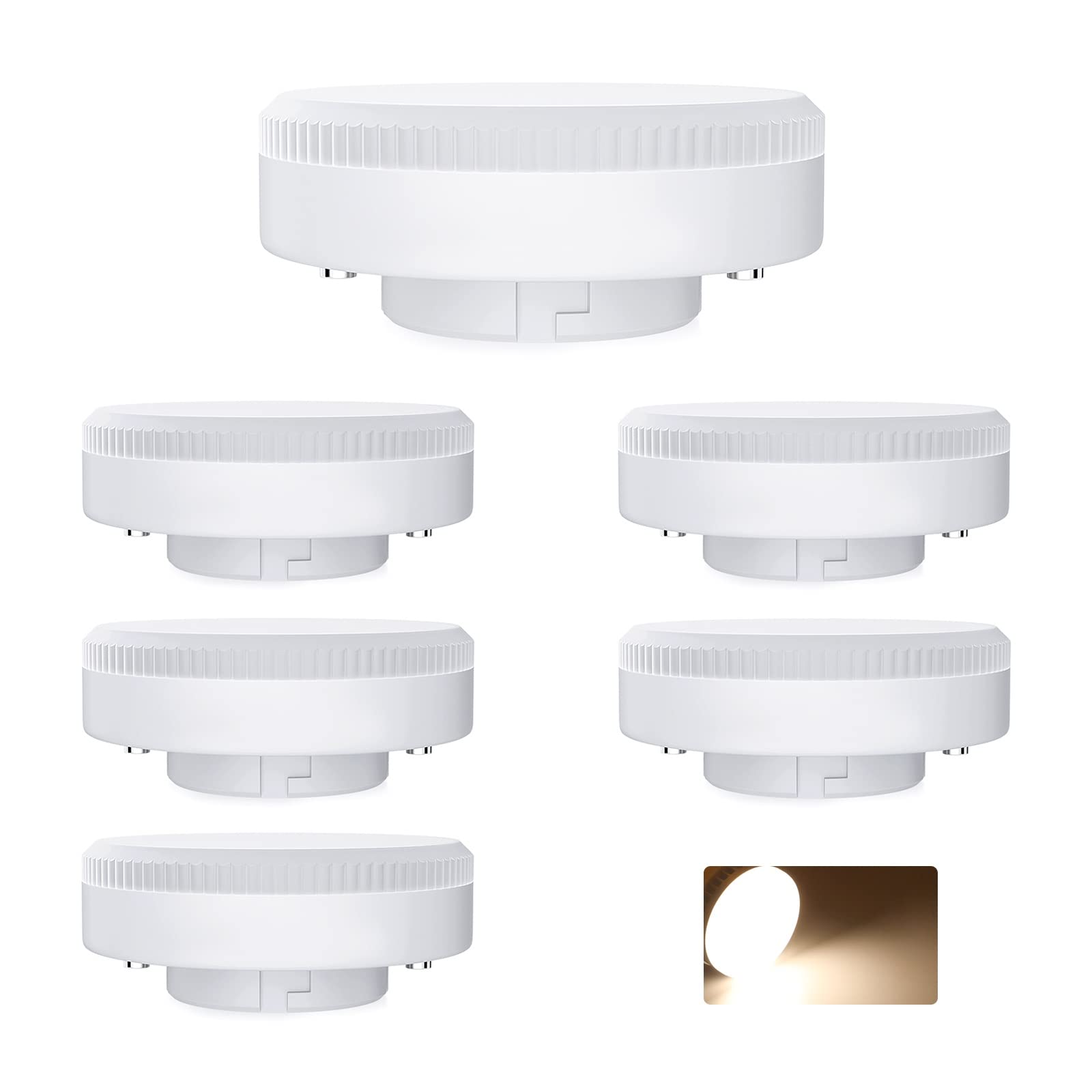 GX53 LED Bulbs, 10W GX53 LED Light 1000LM, AC 220-240V Non-dimmable No Flickering, 6pcs (Color : Natural White 4000K)