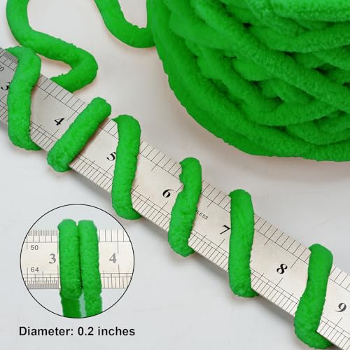 Image of INNDUN Green Chenille Yarn 3 Pack of 100g /3.5oz - Super Bulky - Knitting, Crocheting & Crafts Chunky Yarn