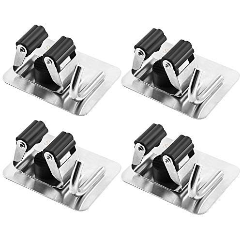 QWORK Stainless Steel Mop Holder With Hook Mop and Broom Rack Wall