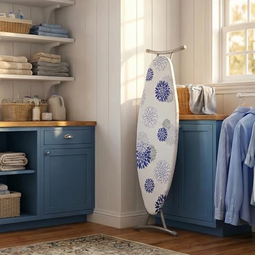 Image of SheeChung Ironing Board Cover and Pad 15 inch x 49 inch,Iron Board Cover with Elastic Edge & Adjustable Fastener,Cotton Covers Resist Scorching and Staining Extra Thick Padding,Silicone Coating,Dahlia