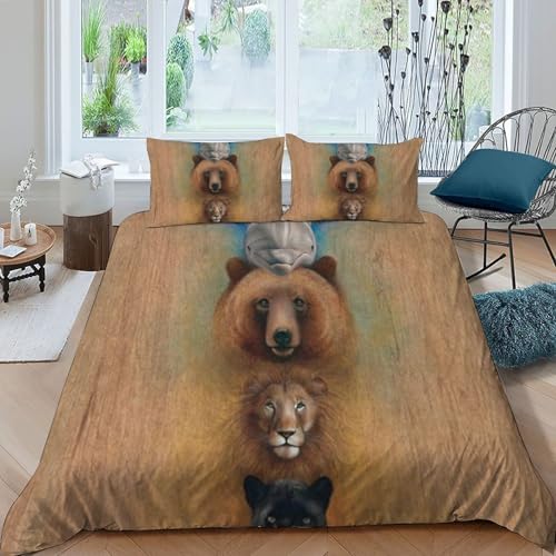 Housse de couette super king imprimé 3D animaux microfibre douce et légère