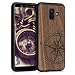 Produktbild kwmobile Hülle kompatibel mit Samsung Galaxy A6 (2018) - Handyhülle Holz TPU Cover - Kompass Vintage Dunkelbraun
