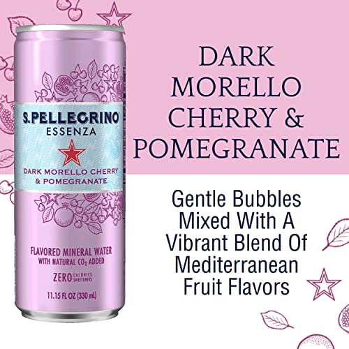 S.pellegrino Essenza Dark Morello Cherry Pomegranate Flavored Mineral Water With Natural Co2 Added, 11.15 Fl Oz Can #TOP1