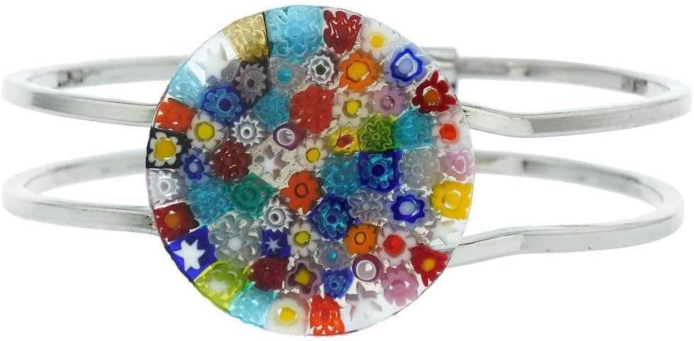 Glass Of Venice Murano Glass Venetian Reflections Metal Bracelet - Multicolor Millefiori