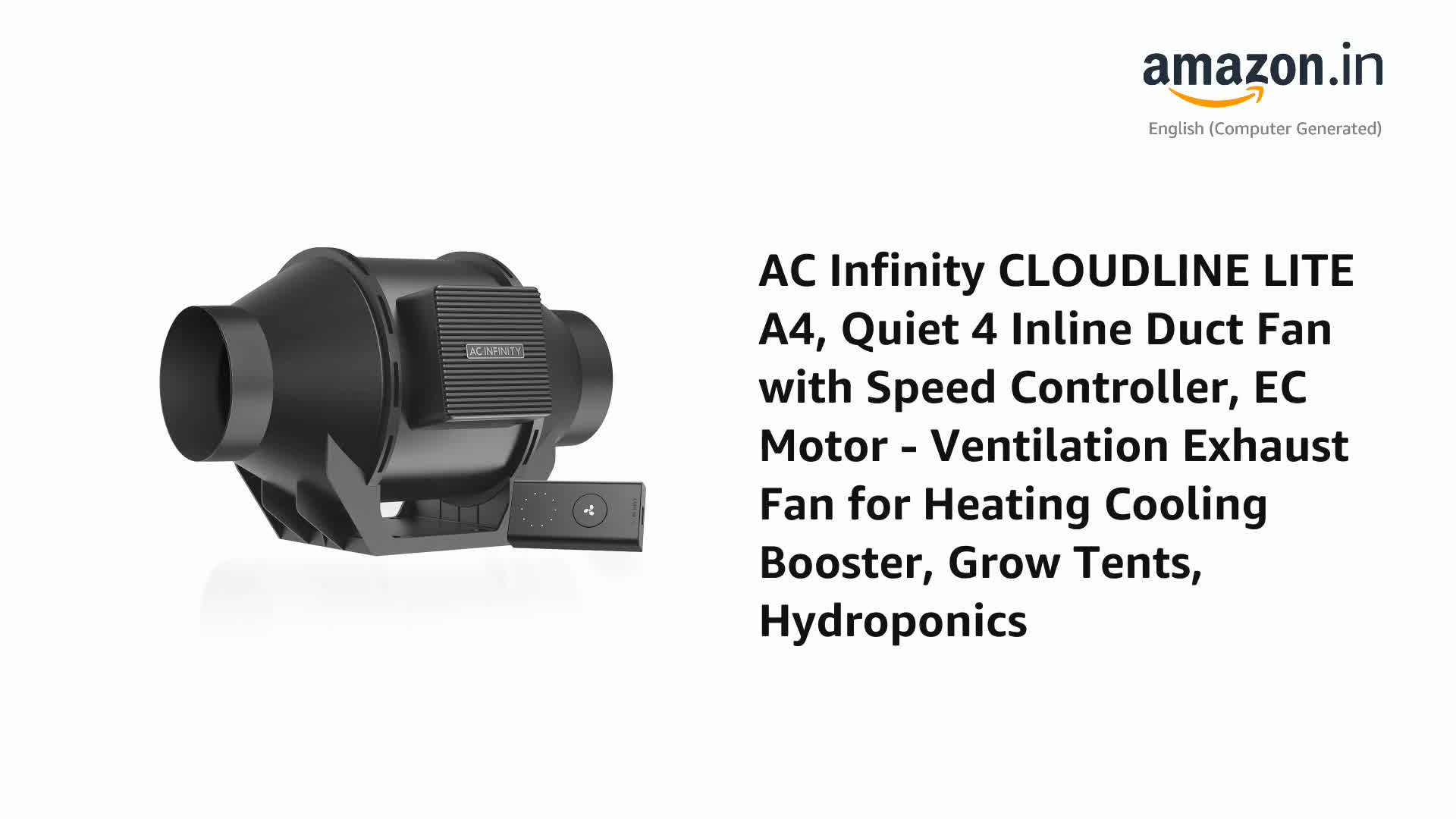 Quiet A4, LITE CLOUDLINE Infinity AC INFINITY　インライングロウ静音ファン AC 4” Speed with Fan Duct Inline その他
