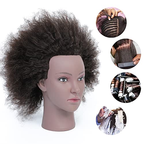 Ausbildung Kopf African American mit 100% Echthaar Schaufensterpuppe Kopf Kosmetologie Afro Haar Manikin Kopf für die Praxis Styling Flechten