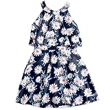 Teddy 子供 水着 女の子 ワンピース キッズ ジュニア 小学生用 バックシャン ハイネック kids380 (フラワーA, M(110cm))