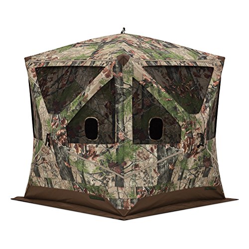 Barronett Big Ox Ground Hunting Blind, 3 Person Pop Up Portable, Durable Oxhide Fabric, Backwoods Camo