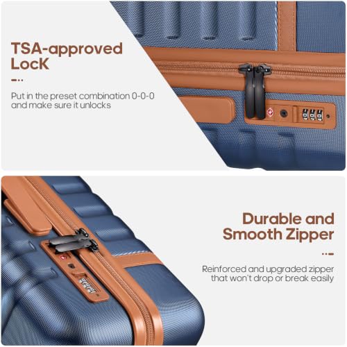 Image of UKEIN Luggage Sets 3 Piece, Carry On Luggage 20In With Spinner Wheels,PC Hardside Suitcase Set with TSA Lock,Durable Carry On Suitcase With Travel Backpack for Men (Blue, 3 piece set (20inch))