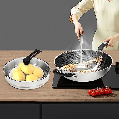 Wok de Acero Inoxidable Antiadherente LYNICESHOP con Tapa y Vaporera miniatura 5