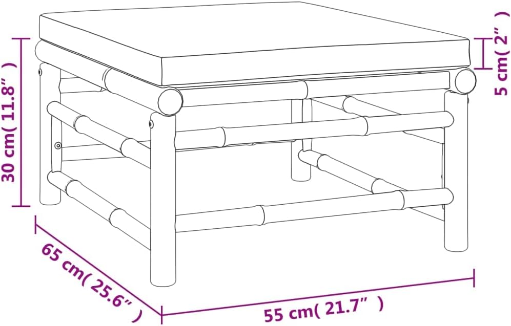 vidaXL 3-Piece Lounge Set with Bamboo Material and Taupe Cushions - Durable, Comfortable, and Adjustable Outdoor Furniture for Patio