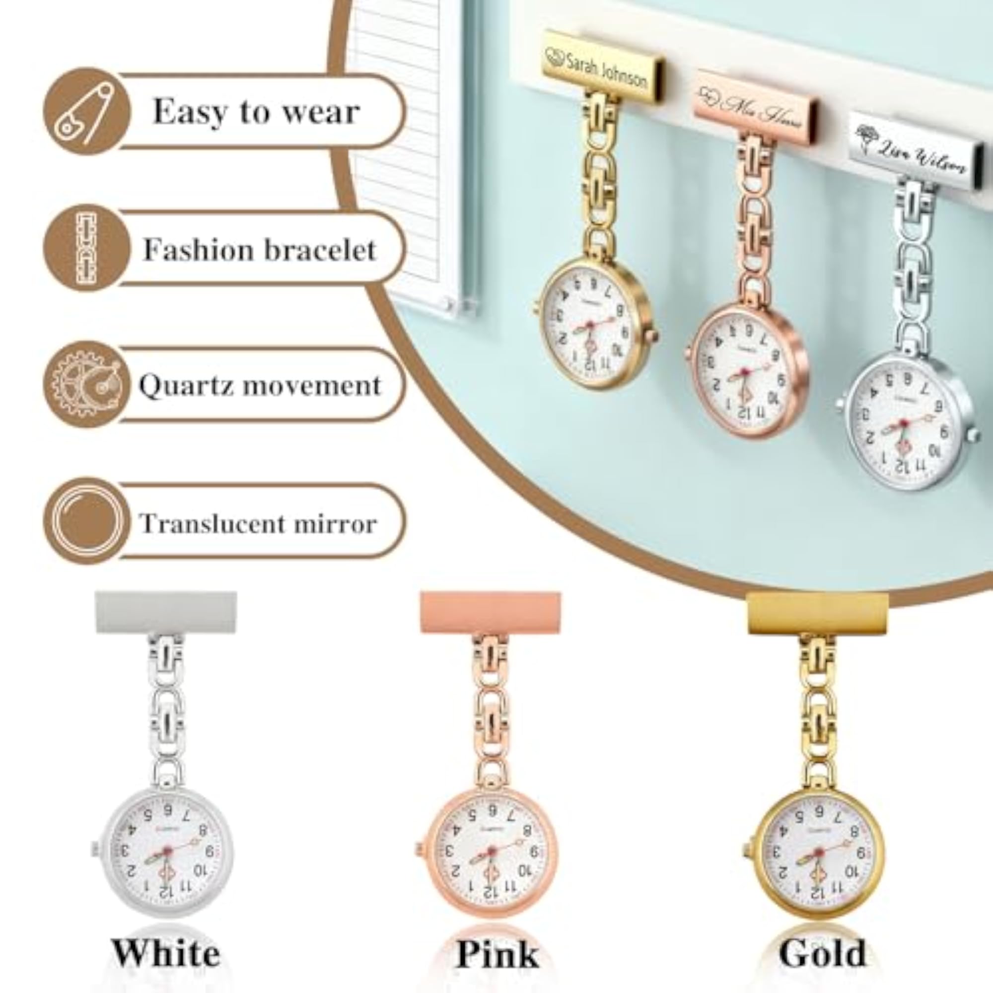 Personalized Nurse Clip On Watch
