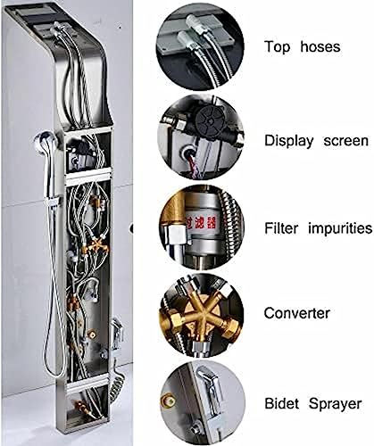 Shower Panel Tower System LED Rainfall Shower Nozzle Stainless Steel-Brushed Nickel-B miniatura 5