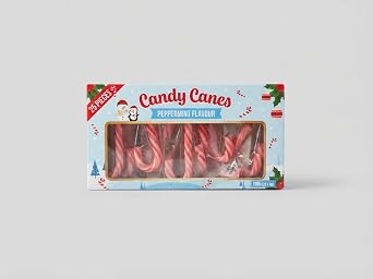 Candy Canes Peppermint Flavour 25 Pcs   Traditional Red and White Sweets in a Festive Holiday Box, Perfect Stocking Fillers, Secret Santa Gifts and Sweets Gift Box