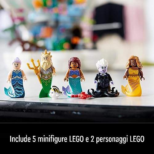 Disney Princess La Conchiglia Reale della Sirenetta, Regalo per Donna e Uomo Adulti, Ragazze e Ragazzi, Set Film 2023 con Figure di Ariel, Ursula, Sebastian e Flounder, Decorazione per Casa 43225 - Lego - Immagine 7