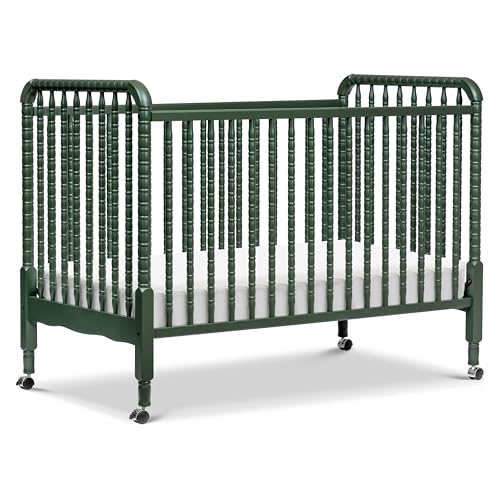 Image of DaVinci Jenny Lind 3-in-1 Convertible Crib in Forest Green, Removable Wheels, Greenguard Gold