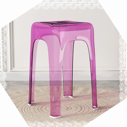 Taburetes de bar apilables de acrílico, taburete alto transparente de 46 cm para el hogar, reuniones familiares, sala de estar y cocina, diseño morado moderno