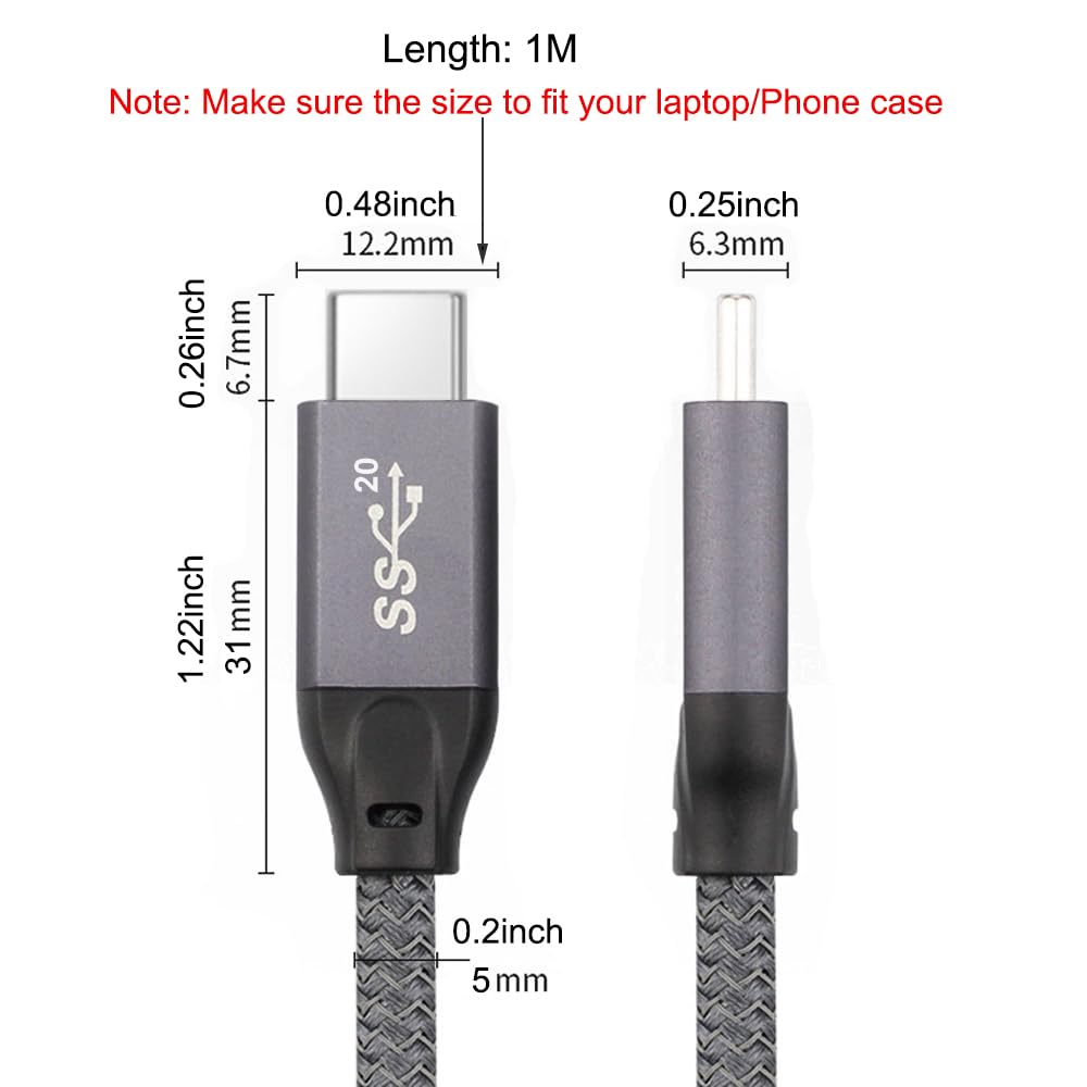 KEEPXYZ USB C to USB C Cable, 20Gbps Type C 3.1 Gen 2 Cable 100W 3.3Ft for 4K Video Display And PD Fast Charger Thunderbolt 3 Compatible with MacBook PRO/Air iPad PRO 2019,Pixel 3/4 Note S10 SSD