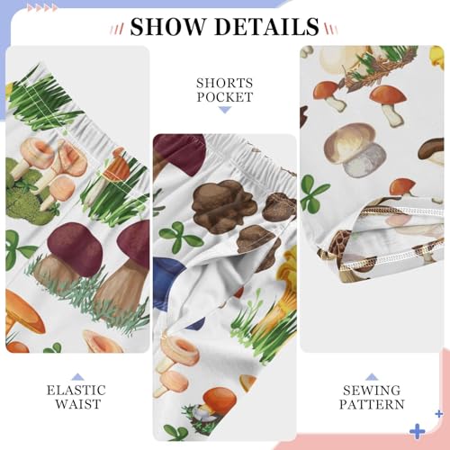 ZZXXB Colorful Mushroom Print Boys Long Pants Soft Trousers Elastic Waist Kids Lounge Bottoms with Pockets S-XL4