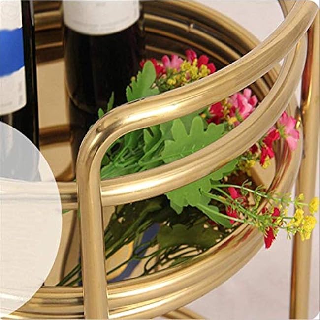 Storage Rack Service Trolley Kitchen Trolley Island Trolley 2-Tier Frame Round Utility Trolley Handle Guard Rail Universal Wheels Commercial 3 Sizes (A 40 X 68 Cm)-ED77xgG4