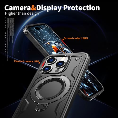 Coque iPhone 16 Pro Max MagSafe noire antichoc en TPU et PC rigide avec support