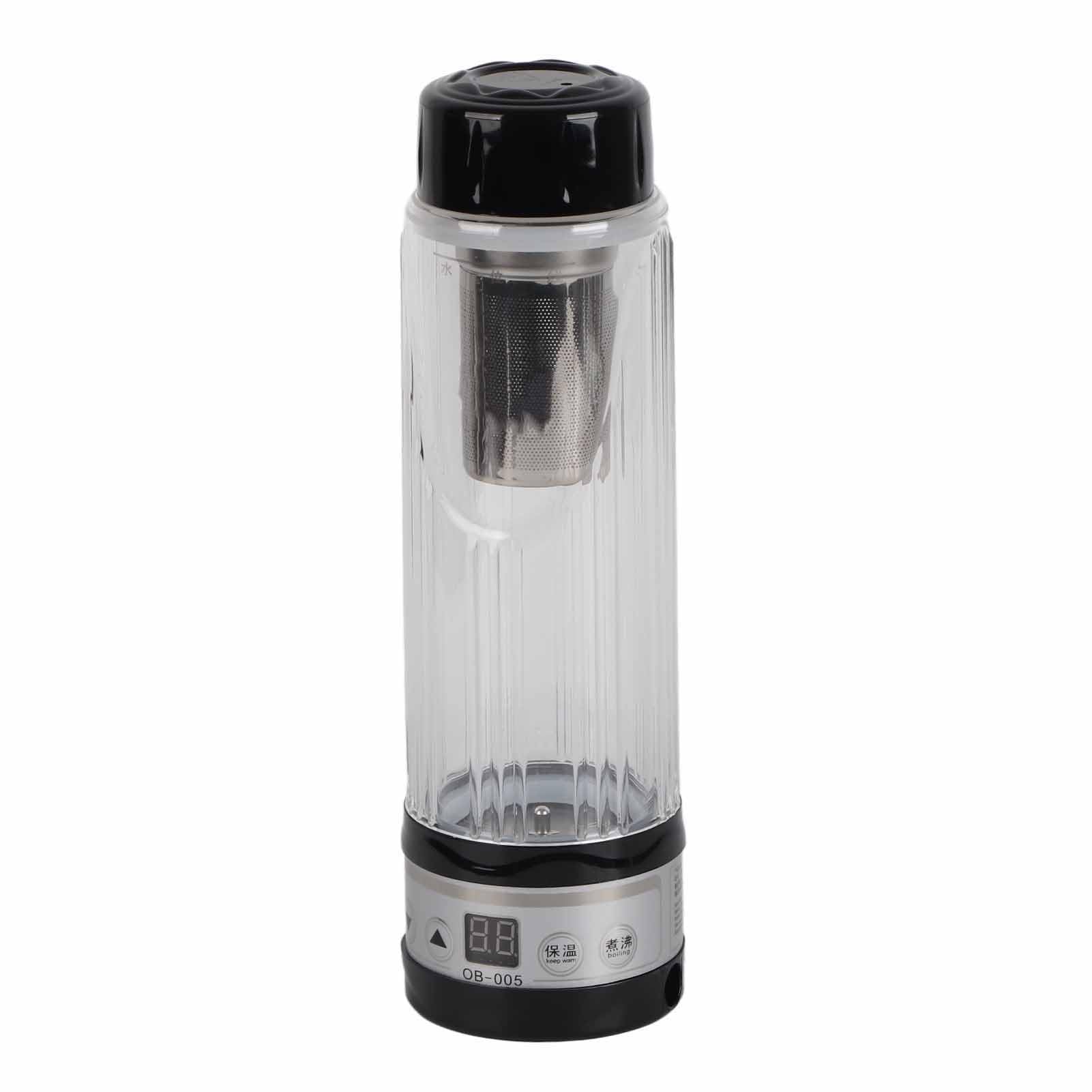 Hervidor Eléctrico Para Automóvil De 420 Ml, Calentador De Agua Portátil Para Automóvil De 12 V/24 V, Taza De Café Calentada Con Temperatura Ajustable De 95W(Negro)