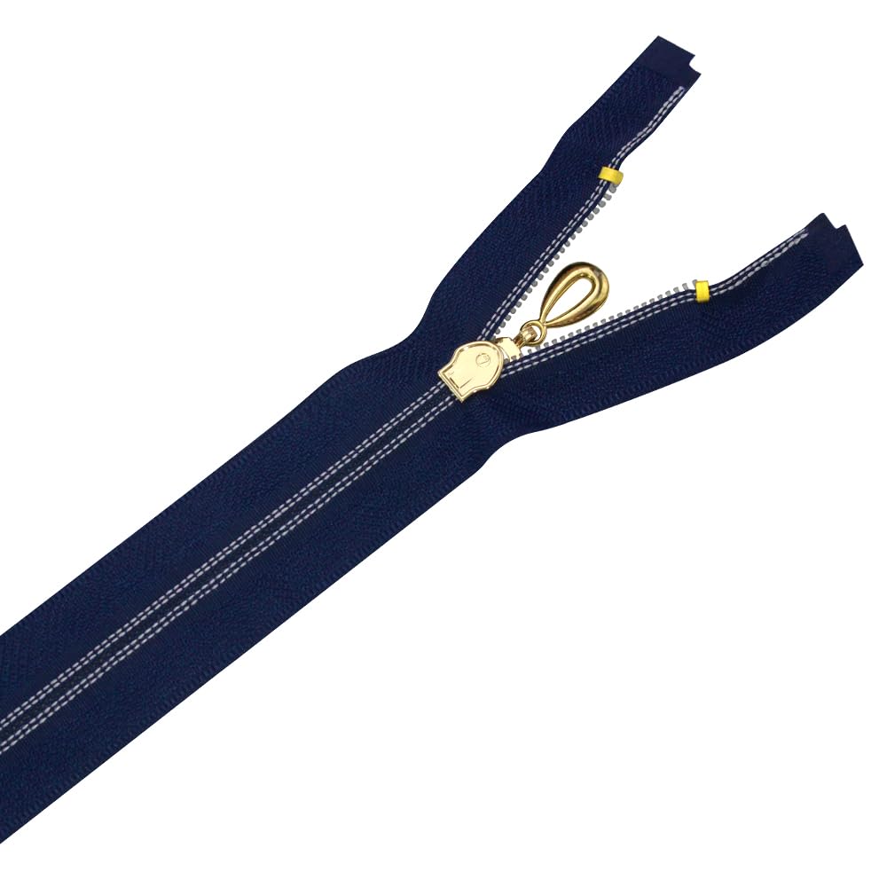 5 Reißverschlüsse Zum Nähen – 25, 35, 40, 50, 60 Cm In Marineblau, Weiß, Schwarz Mit Goldfarbenen Zähnen