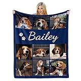Lcyawer Custom Blanket with Pictures, Dog Memorial Gifts for Loss of Dog, Pet Memorial Gifts for Dogs Cats, Personalized Photo Blanket with Pet Name, Bereavement Gift for Loss of Pets