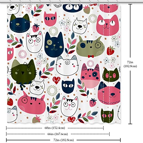 Rideau de douche chat blanc étanche avec 12 crochets solides - 7