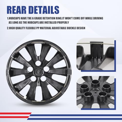 Image of Winjet Hubcaps 16 Inch Wheel Covers for Nissan Sentra 2013-2019 [ 2013 2014 2015 2016 2017 2018 2019 Nissan Sentra] & [2011-2017 Nissan Leaf] Wheel Rim Covers (16 Inch Set of 4, Black Matte)